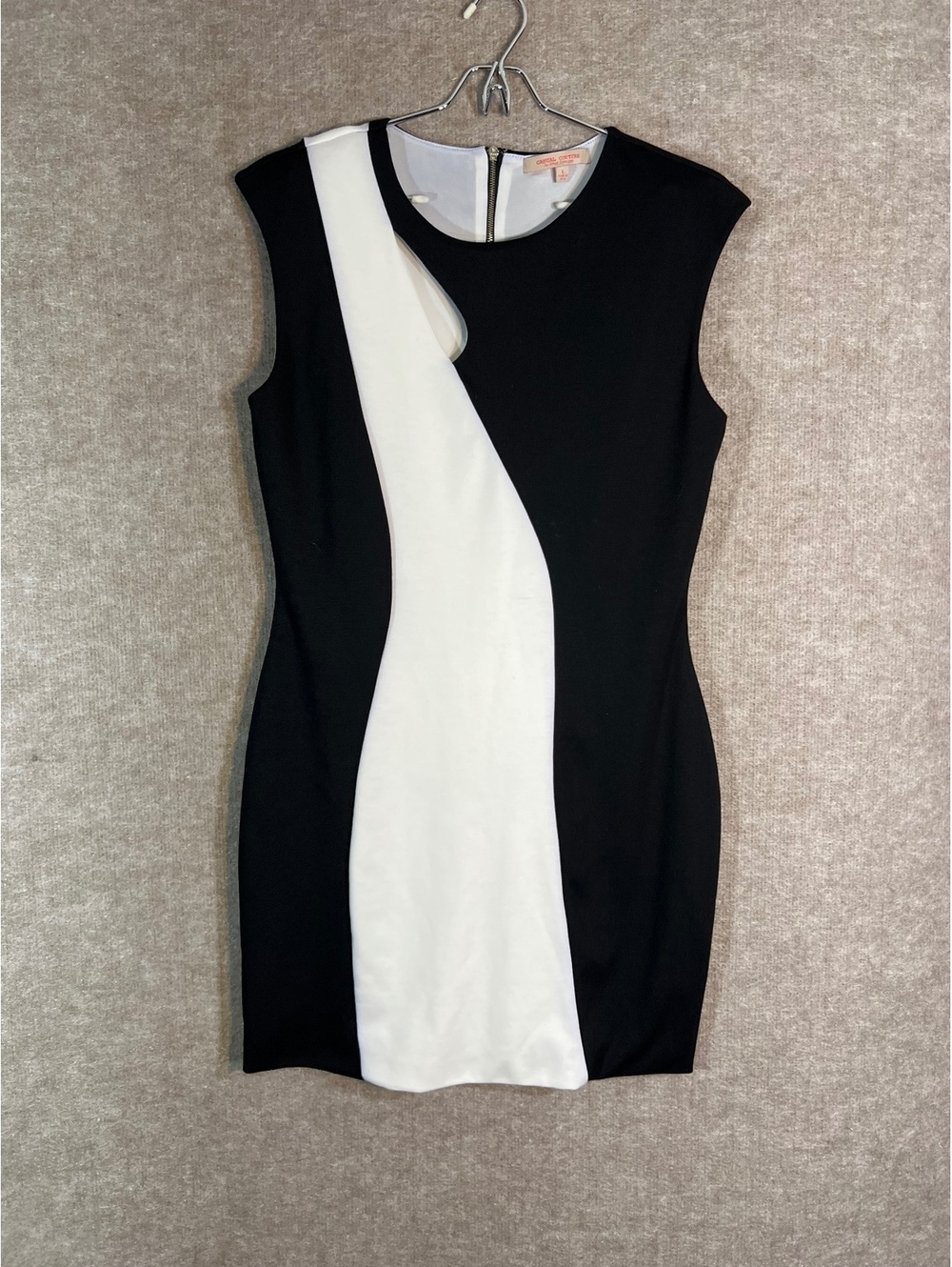 Casual Couture Women L Black White Colorblock Sheath Dress Sleeveless Made USA